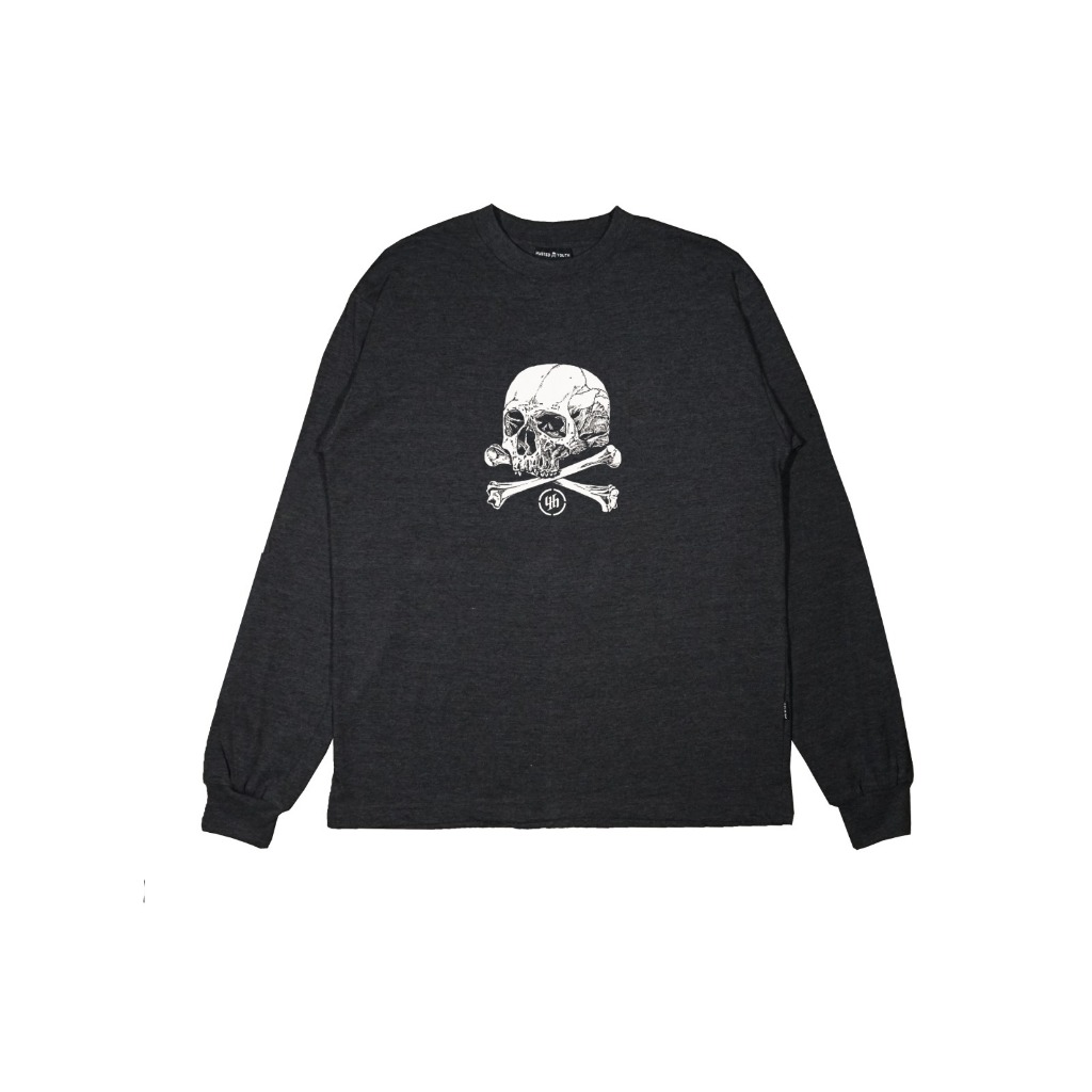 HUSTED KAOS LENGAN PANJANG BONESK DARK GREY LS