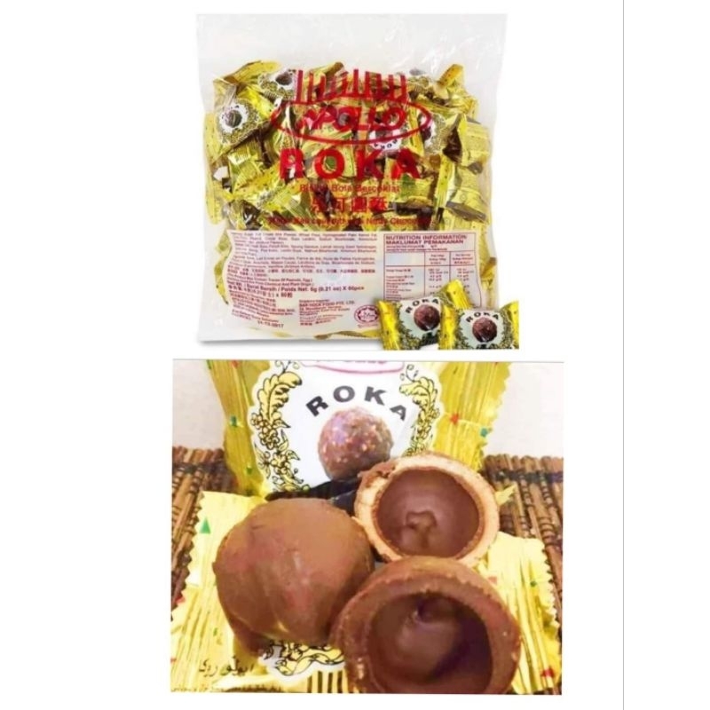 

Apollo Roka Wafer Chocolate Peanut Ball Bola Coklat Kacang isi 70 pcs Exp 30-09-2025