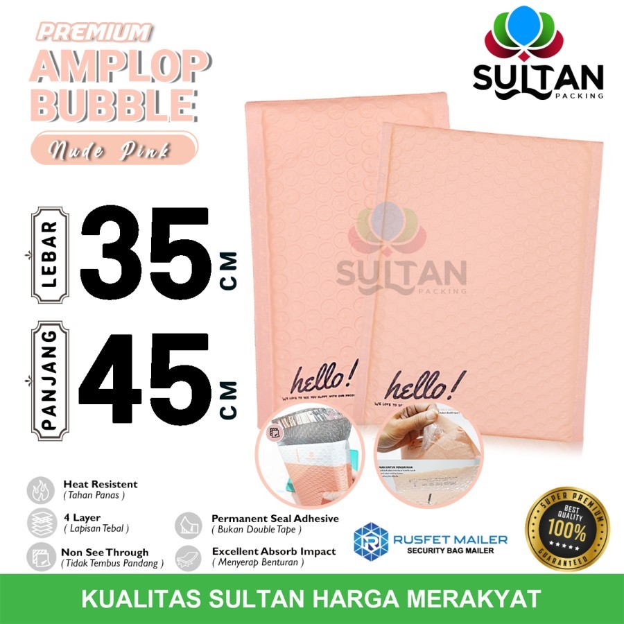 

AMPLOP BUBBLE MAILER 35x45cm SOFT PINK MATTE WRAP ENVELOPE RUSFET