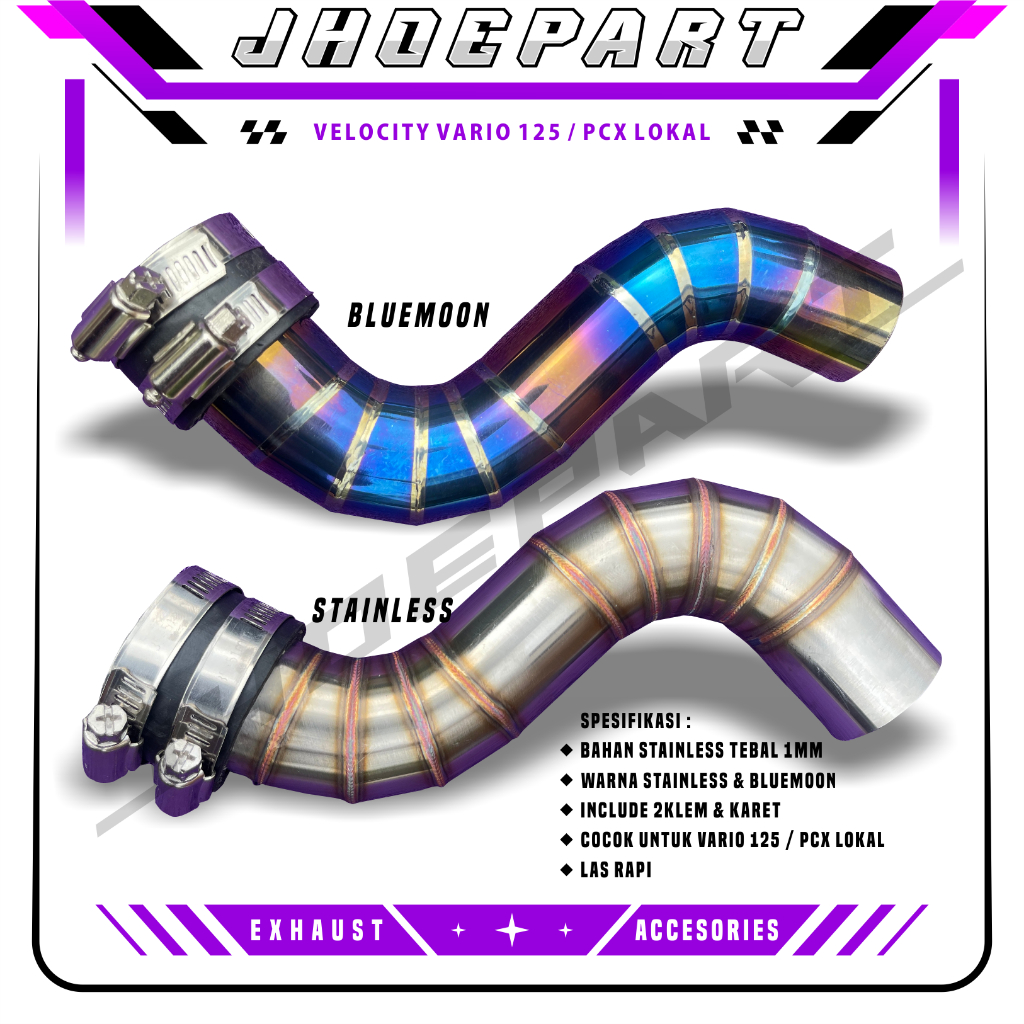 Velocity Air Intake Vario 125 Fi Vario 150 PCX 150 Stainless Bluemoon