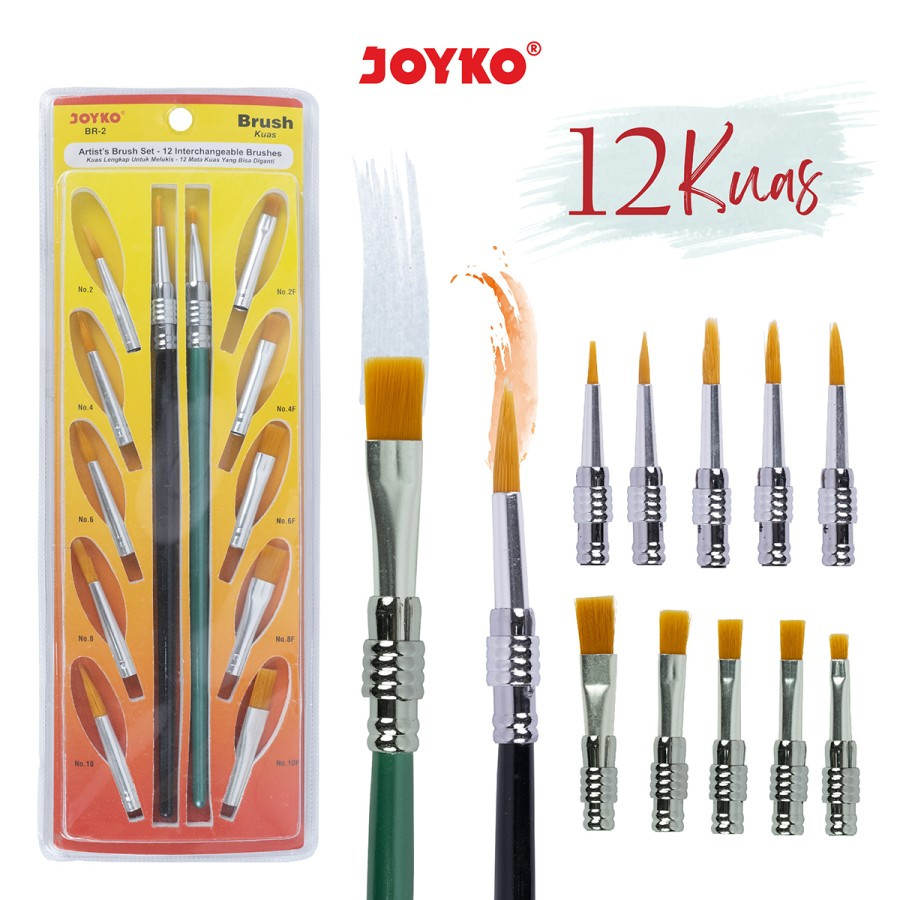 

Brush / Kuas Cat Air / Cat Minyak / Lukis / Acrylic Joyko BR-2 1SET