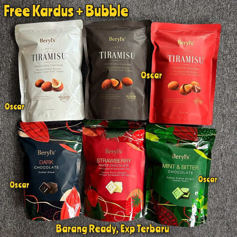 

FREE BUBBLE+KARDUS/Ready- Beryl's Tiramisu Almond White Chocolate 300g coklat cokelat Beryls Malaysia halal premium