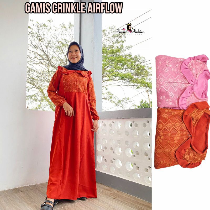 GAMIS CRINKLE BRUKAT KERAH KOREA
