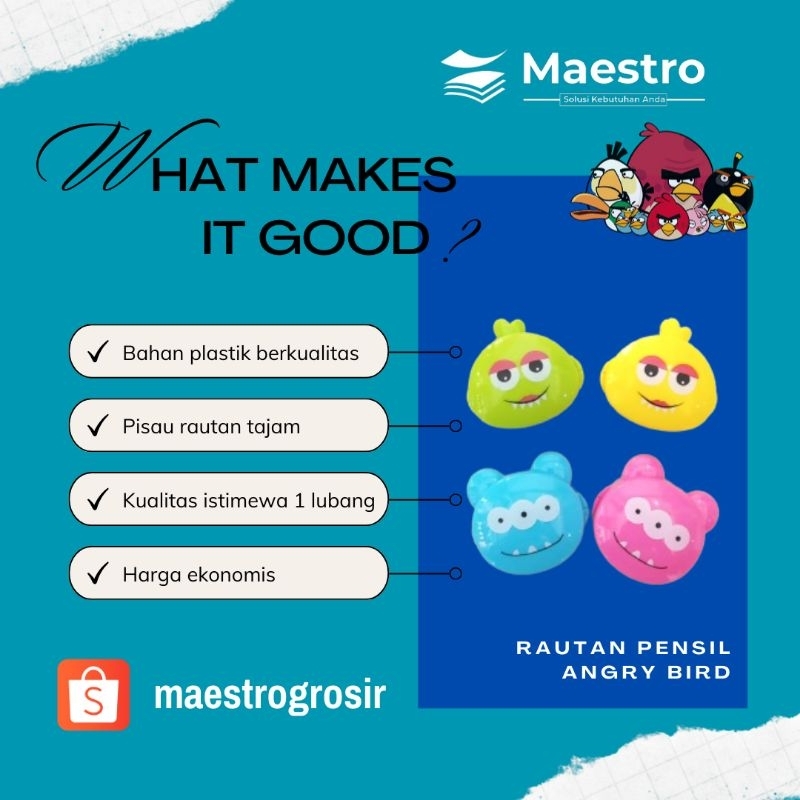 

Rautan Pensil Kartun / Penggerot Pensil Fancy Pikachu / Serutan Lucu Angry Bird