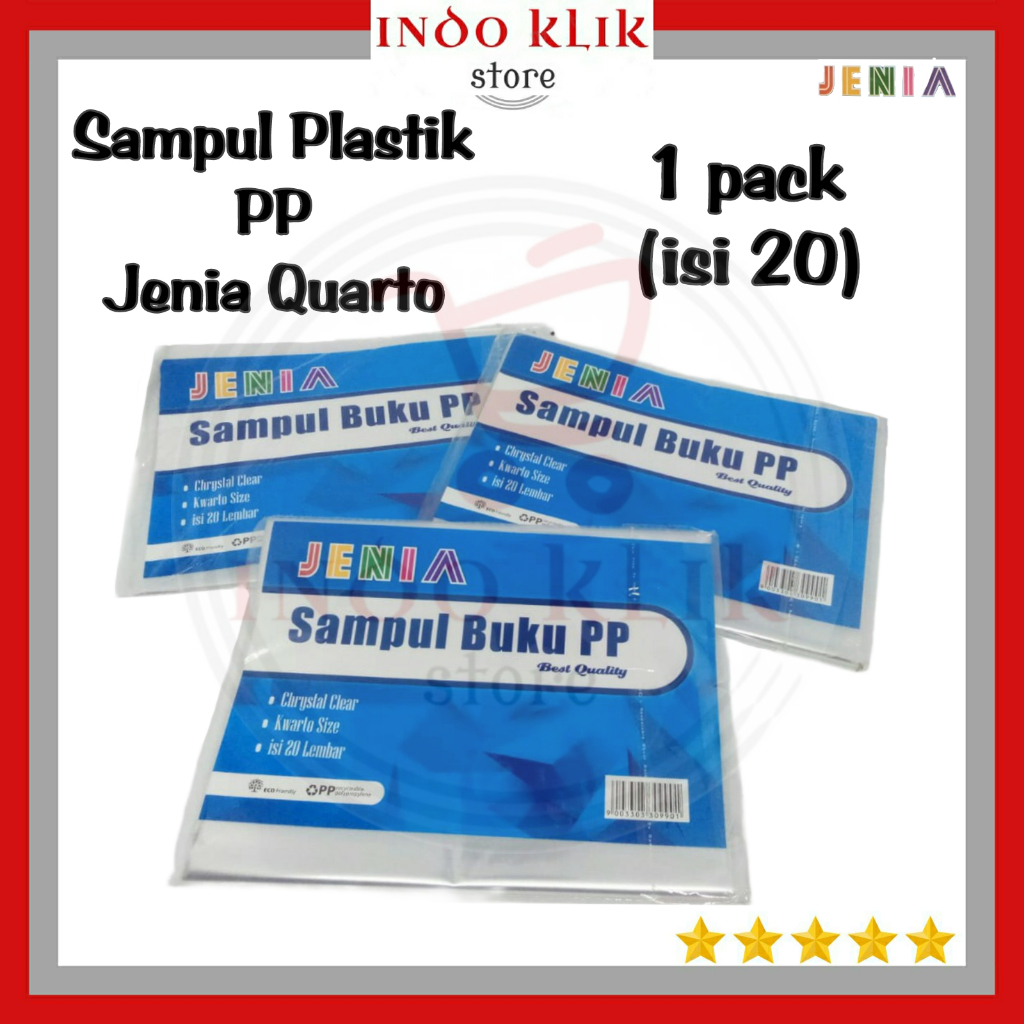 

Sampul Plastik PP Jenia Quarto (Untuk buku Sidu 38 , 58 Dan yang Seukuran) 1 Pack isi +- 20 Lembar