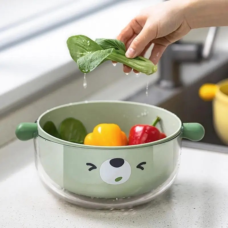 Tirisan Dapur Buah Sayur Washing Bowl Double layer Tempat Buat 4412