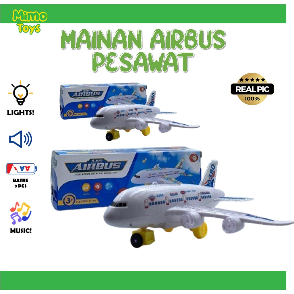 MAINAN PESAWAT AIR BUS SOUND & LIGHT MAINAN PESAWAT TERBANG BATERAI