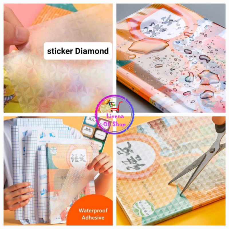 

Sampul Buku Stiker Motif Diamond Transparan