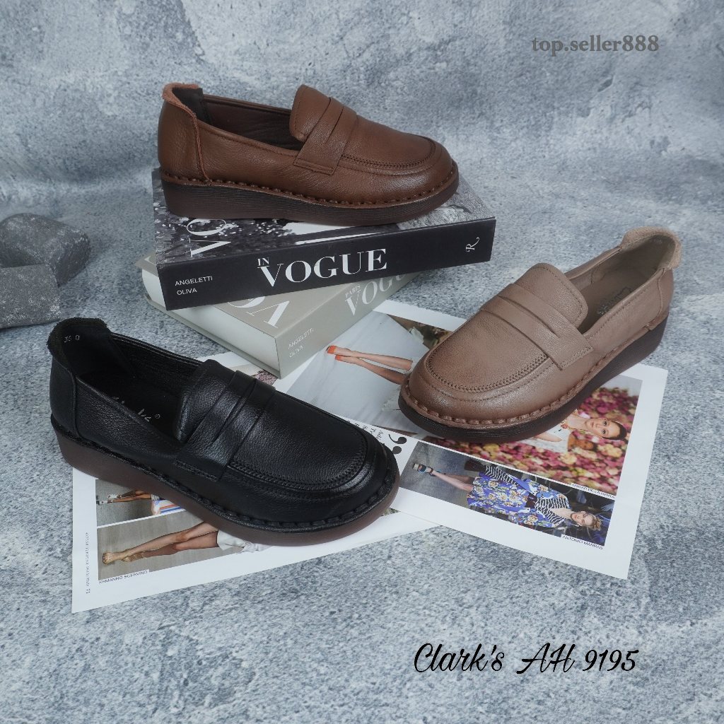 CLARKS Sepatu Docmart Loafers Wanita Kulit Asli AH 9195 / Sepatu Kerja Formal Wanita Premium