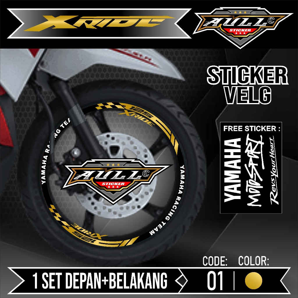 Stiker Velg XRIDE Cutting Velk Motor Yamaha XRIDE List Sticker Velk Ban Variasi Lengkap Set Depan Be