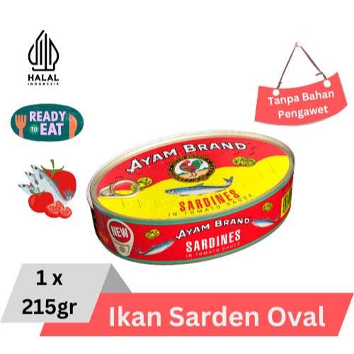 

Ayam Brand - Sarden Kaleng Oval Saus Tomat 215gr