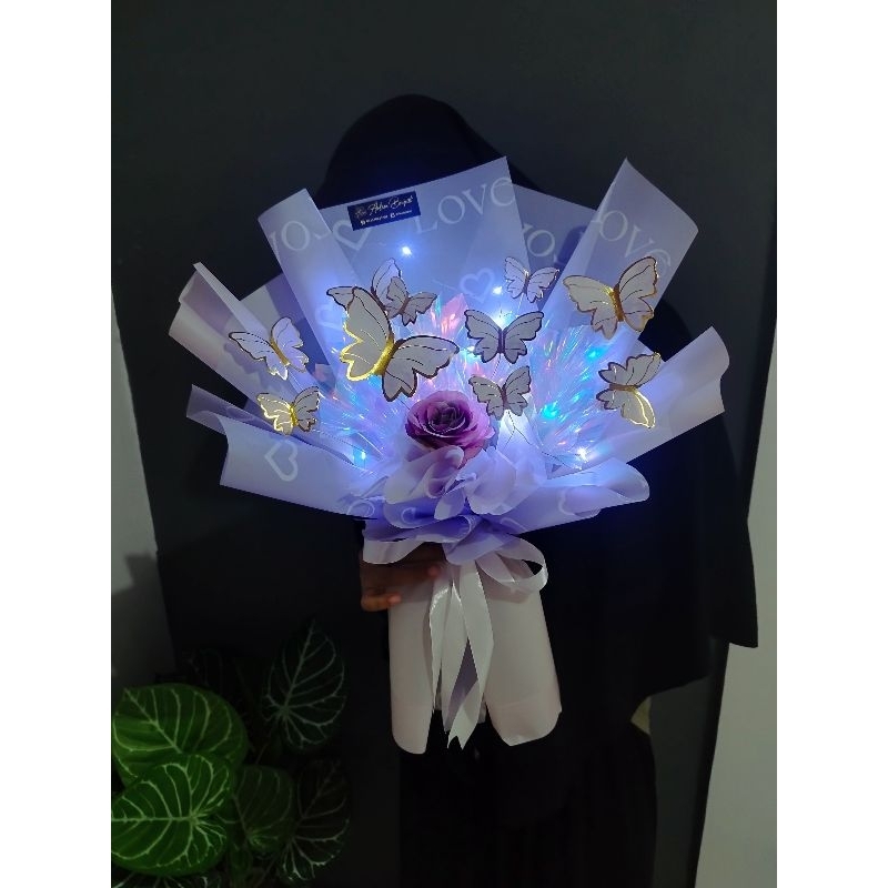 (UK besar+Free led) ISI 10PCS/Buket kupu-kupu LED/BUKET KUPU VIRAL/bucket kupu2 LED