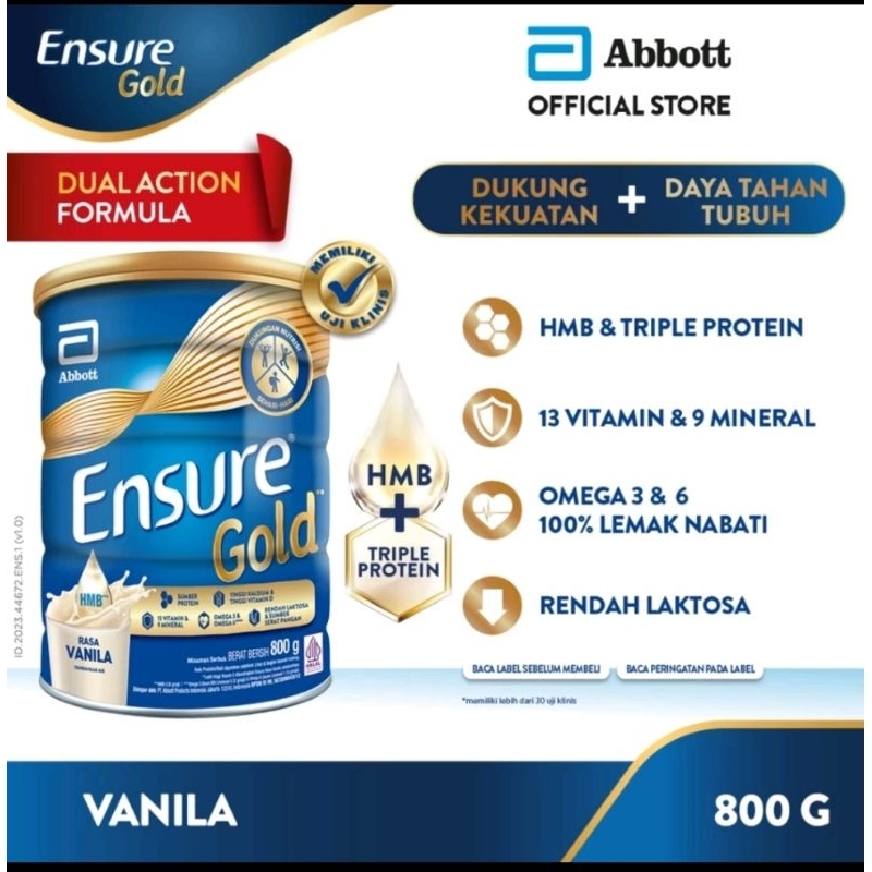 

ENSURE GOLD vanila 800gr /coklat 800 exp 2026