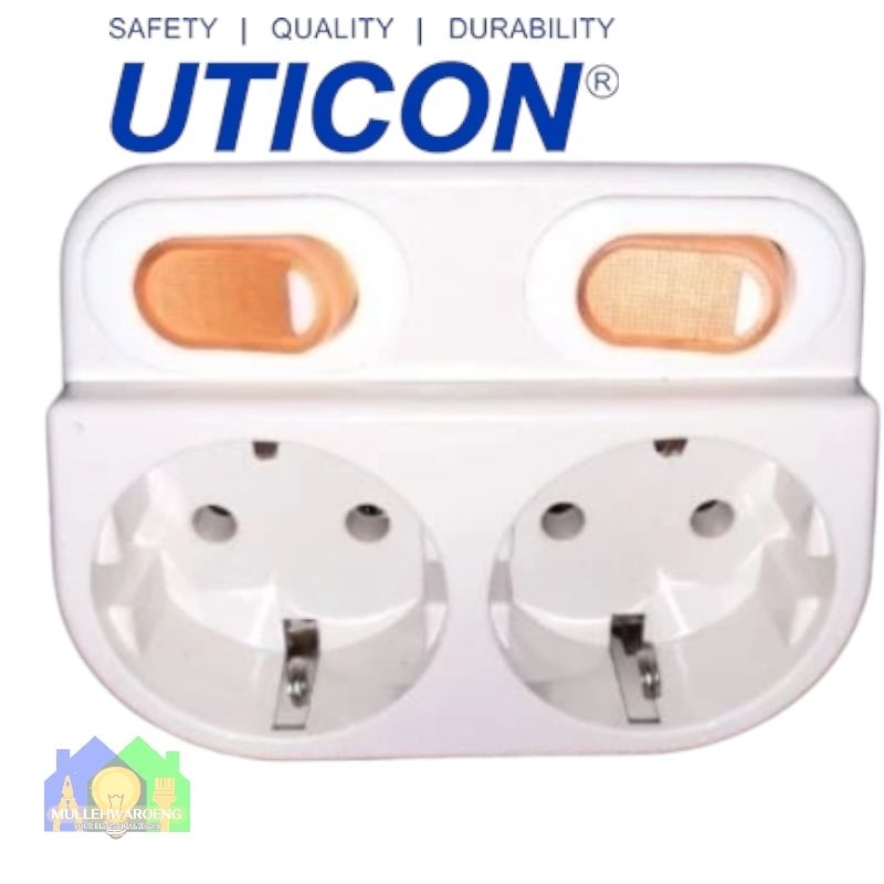 Steker Cabang Uticon 2 Lubang Dengan Saklar Switch On/Off