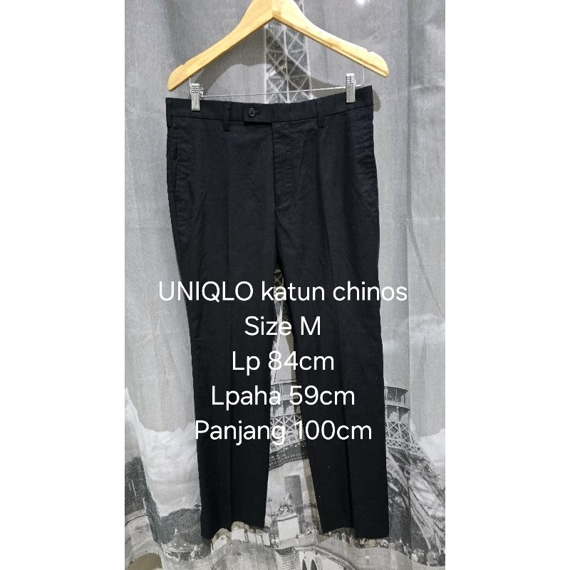 Celana panjang COWOK formal hitam ORIGINAL UNIQLO katun chinos