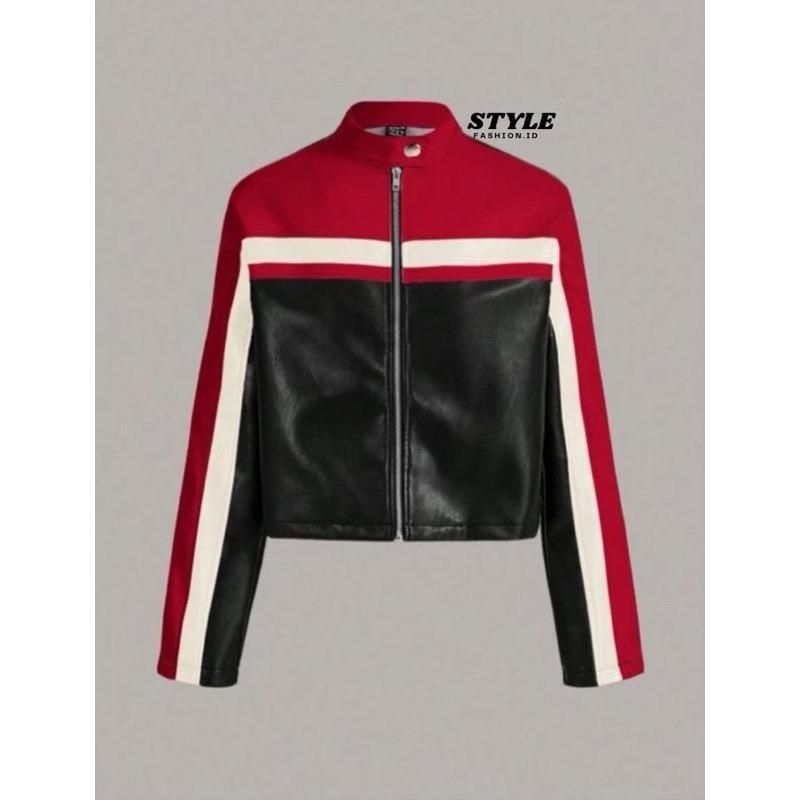 FREE ONGKIR JAKET KULIT CROP TERBARU JACKET LEATHER WOMAN