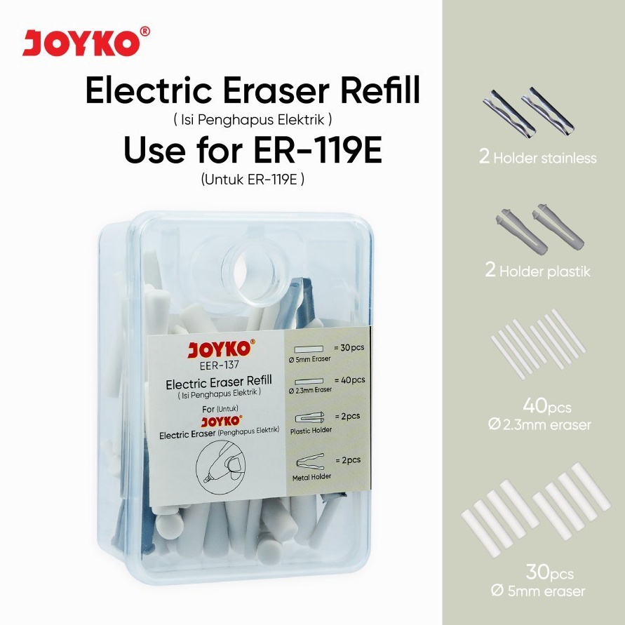 

SERENTAK Refill Eraser Isi Penghapus Elektrik Joyko EER137 untuk ER119E