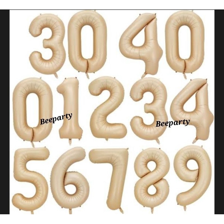 EKSTRA PROMO Balon Angka 8cm warna Coklat Retro