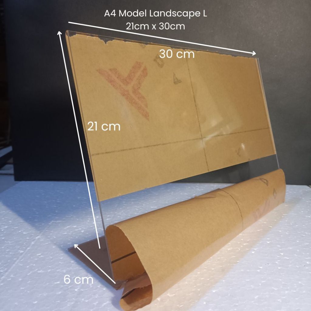 

Akrilik Tempat Brosur Tent Card A4 21 x 30 cm Landscape L Tebal 2mm
