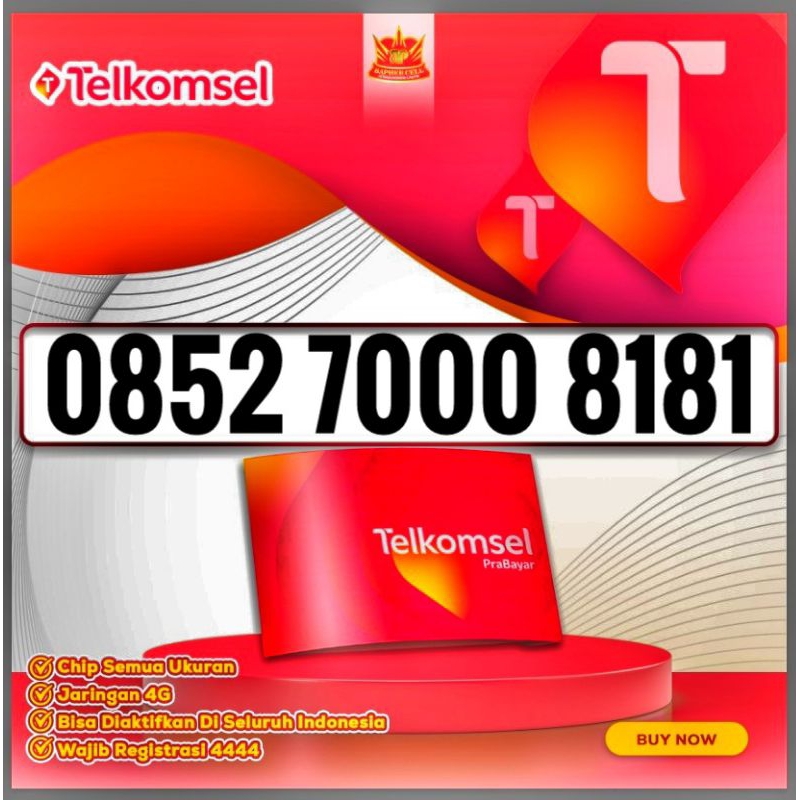 KARTU PERDANA NOMOR CANTIK TELKOMSEL KARTU AS SERIAN 0852 7000 8055 BOSS - 8181 - NOMER CANTIK - NOM