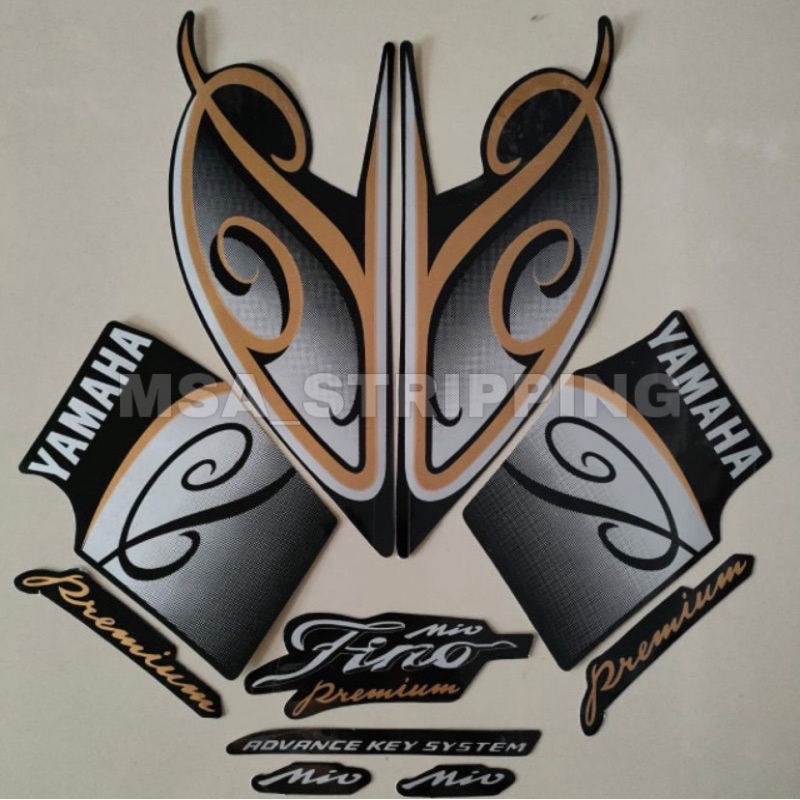Stripping strip stiker sticker lis polet body Yamaha Mio Fino 125 Premium Th.2018 Hitam striping les