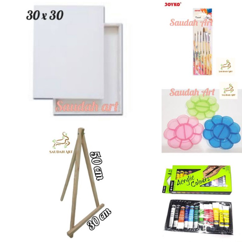 

HOT PROMO Paket Lukis Lengkap kanvas 3x3kuaspaletcat akrilikeasel 3x5