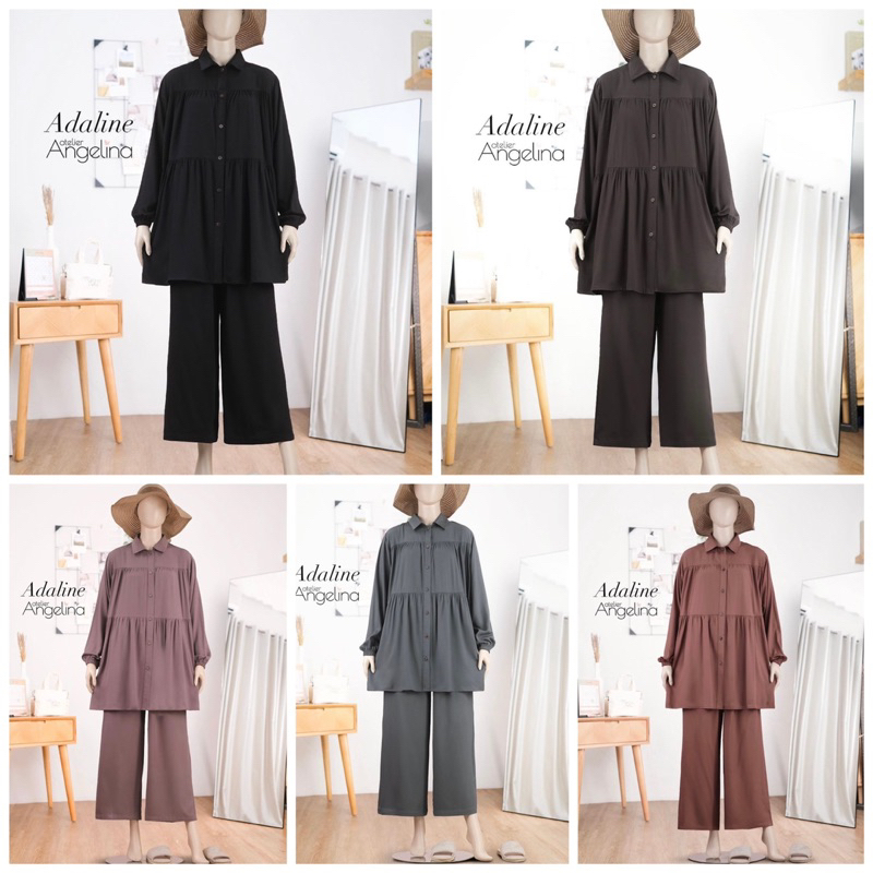 ADALINE PAJAMAS EMBROIDERY BLACK PLUM CANYON CLAY BISTRO GREEN DARK CHOCO SIZE S M L BY ATELIER ANGE
