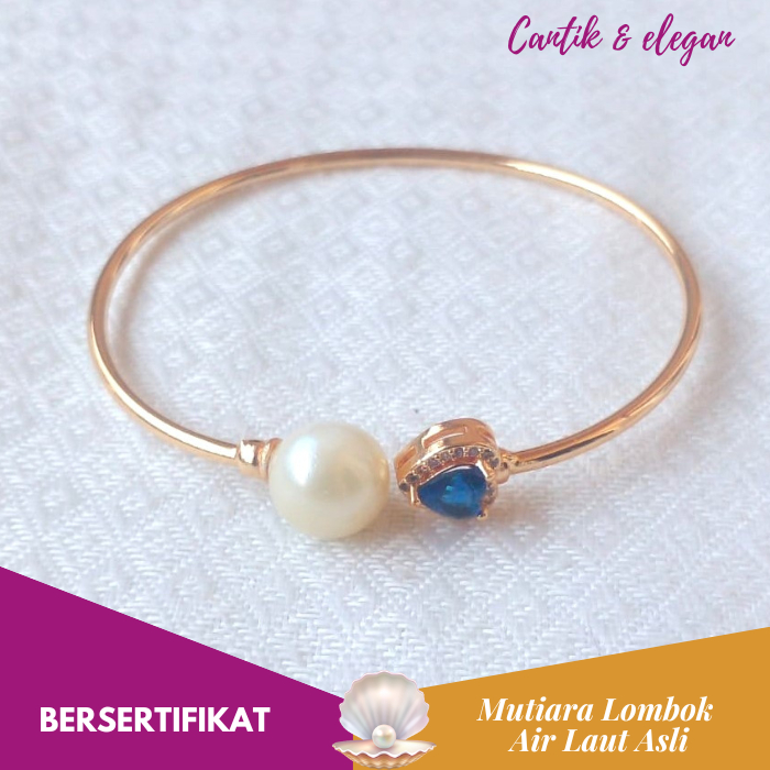 Gelang Mutiara Lombok Asli Air Laut Bersertifikat Ori GLMLS035