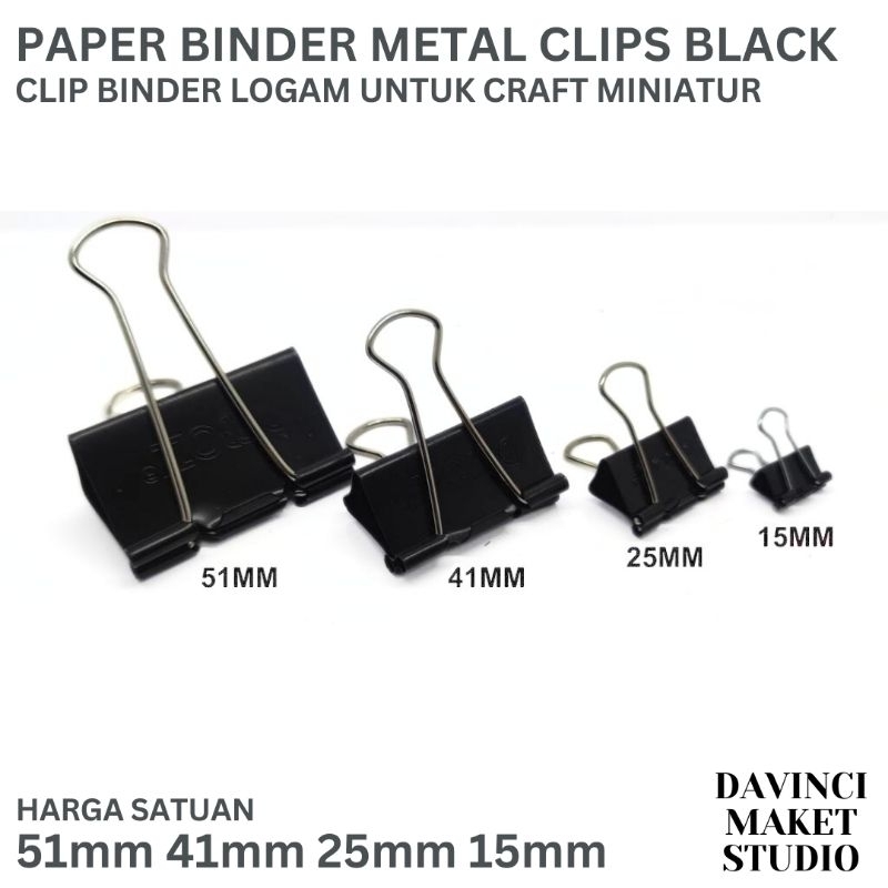 

(Black) Klip Besi Penjepit Kertas - Paper Binder Metal Clip 15mm 25mm 41mm 51mm