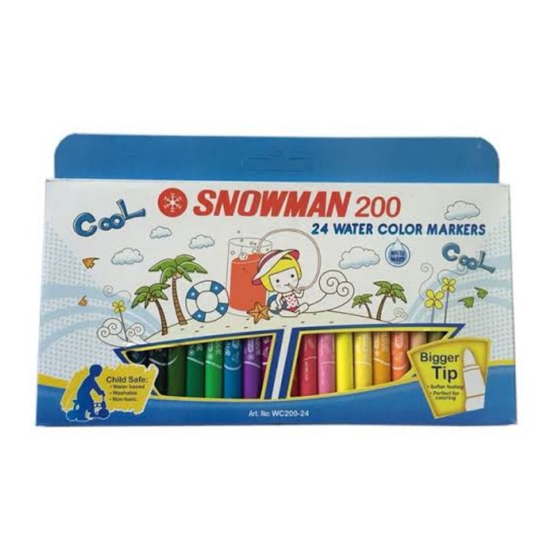 

TERMURAH Spidol Water Color Marker Snowman Per Set Isi 24 Warna Child Safe WC224