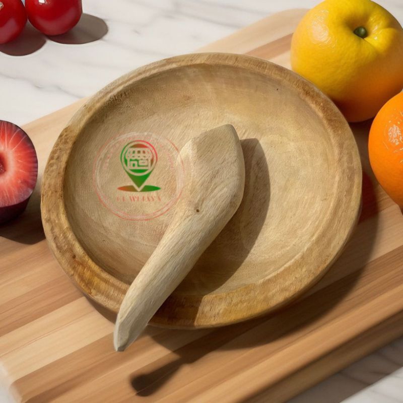 Cobek kayu Jumbo 24cm Plus ulekan / coet / cobek kayu mahoni / cobek dapur / cobek dan ulekan