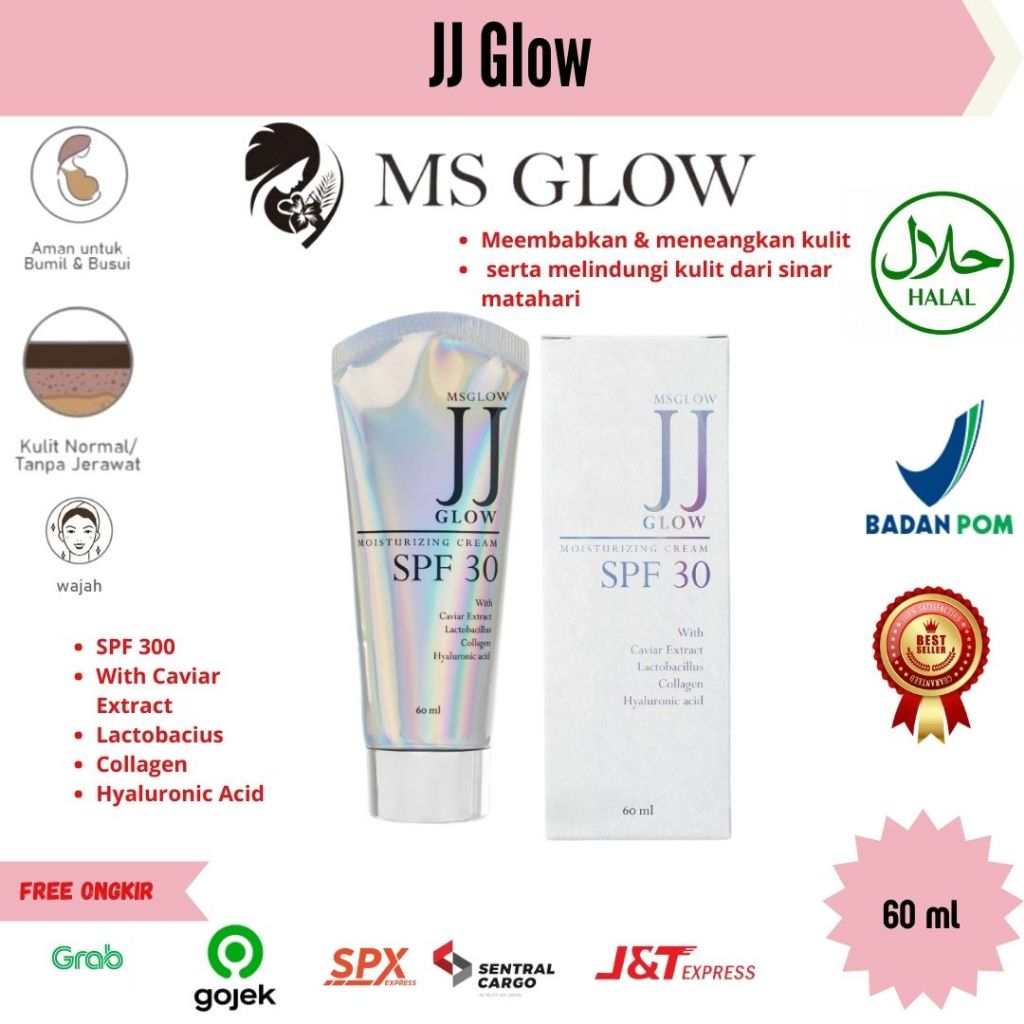 MS glow JJ Glow original spf 30 dan spf 50++ suncreen face dan body