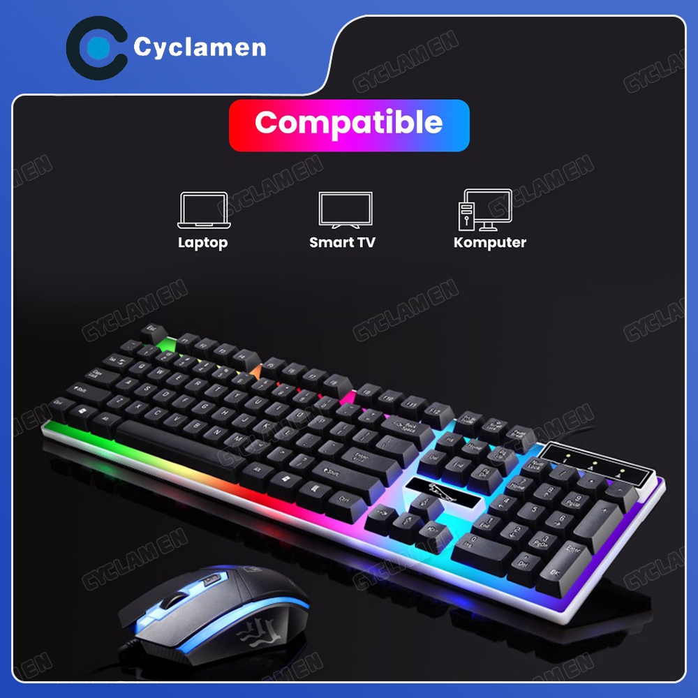 Jovitech Pengukiran Laser Paket Gaming Keyboard dan Mouse RGB G12/ Gaming USB Cable RGB mechanical