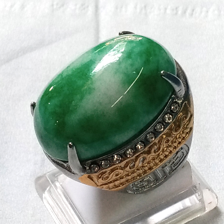 Cincin Batu Giok Hijau Batu Asli Elegan