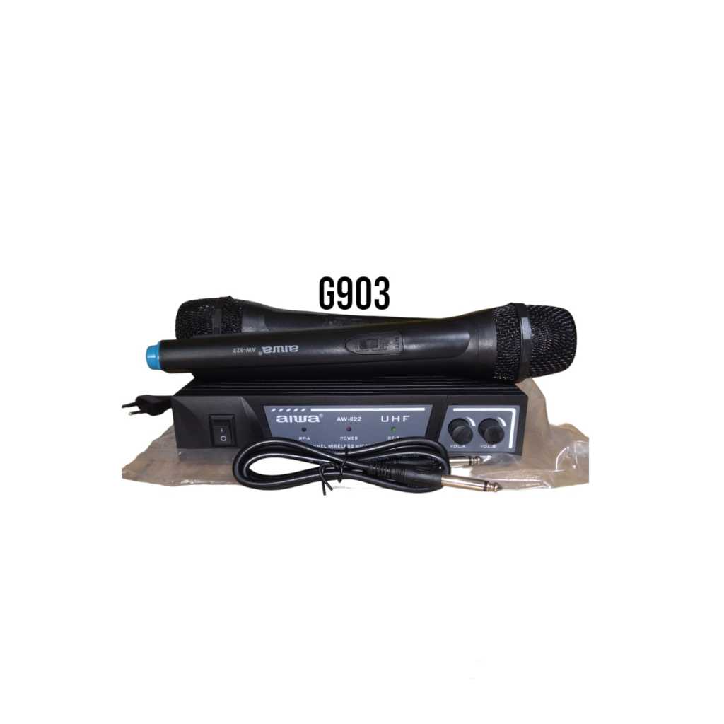 G903 ORI MIC WIRELESS AIWA MICROPHONE WIRELESS HANDHELD UHF DOUBLE MIK MIX SEPASANG MIKROPHONE WIREL