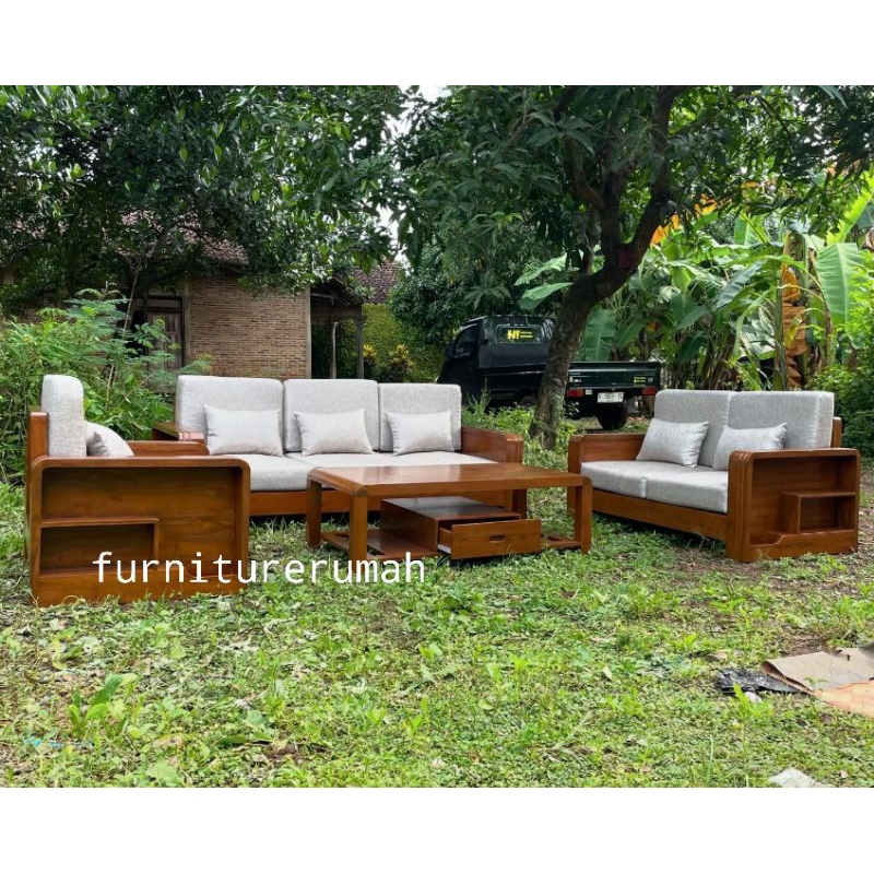 kursi tamu kayu jati minimalis modern, kursi sofa tamu kayu jati minimalis modern