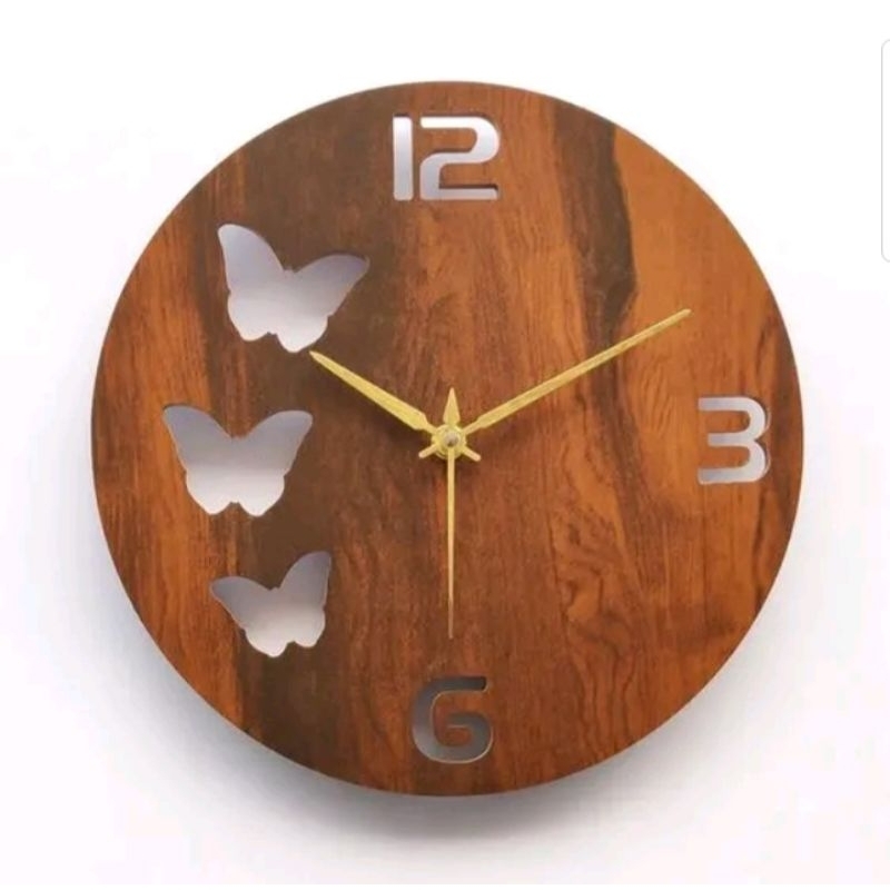 jam dinding aesthetic / jam dinding kayu / jam dinding bulat