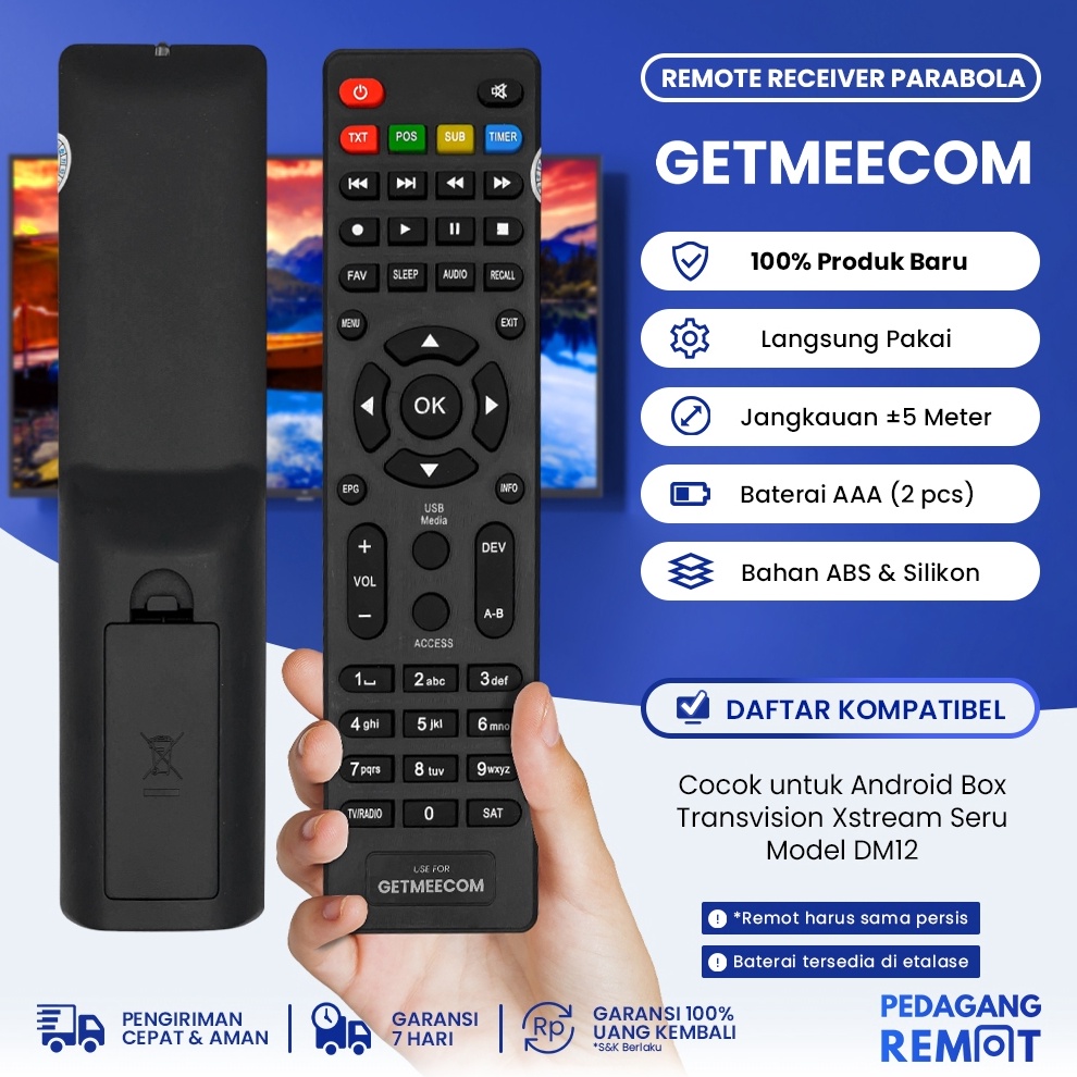SERBA SERBI Remote STB Getmecom Wcom  Remot Set Top Box Receiver Parabola Getmecom HD5 Robocop