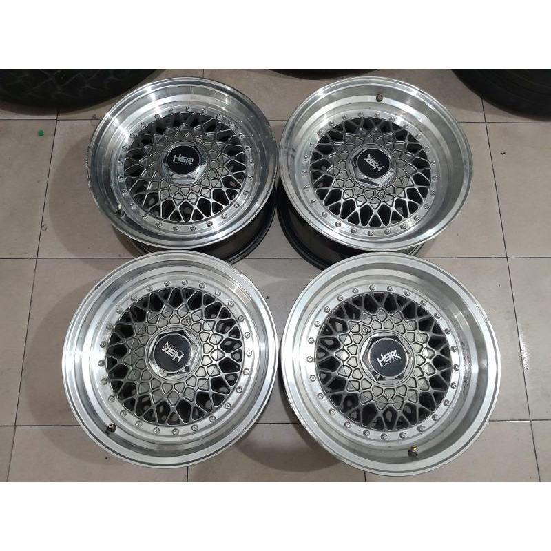 Velg BBS Ring 15 Lebar 7/8 Inch Hole 4 x 100 dan 4 x 114,3 Offset 38 Warna Grey Polish Cocok Untuk M