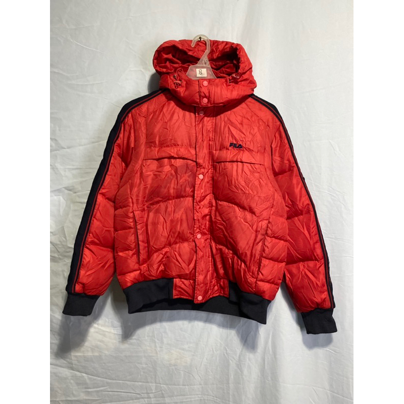 FILA red Jaket down bulu angsa bulang winter second thrift preloved