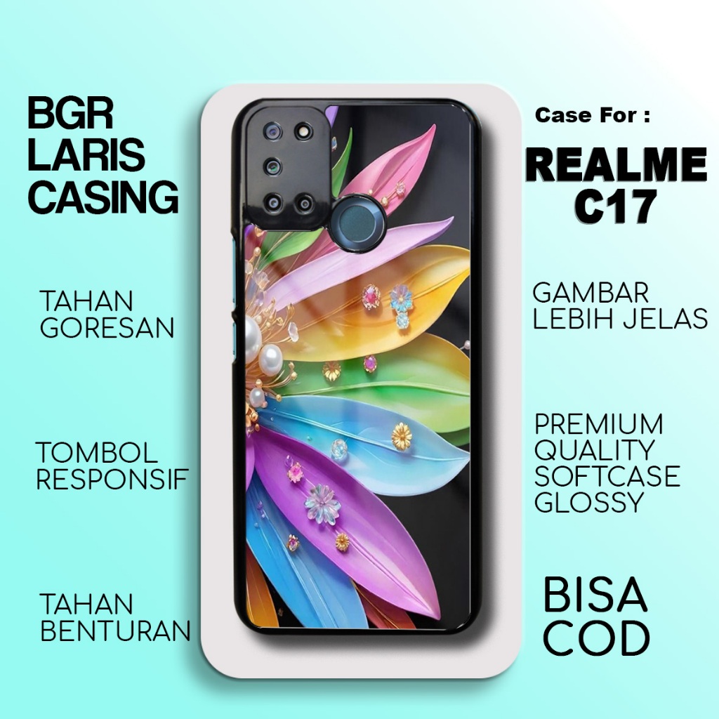Case Realme C17 Terbaru - Realme C17 - Motif Flower - Hardcase Premium Glossy - Softcase Hp Realme B
