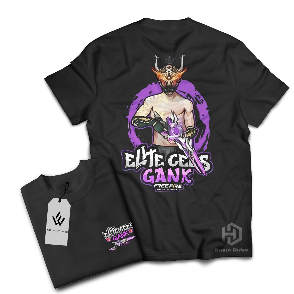 WILLFIT KAOS ANAK FF FREE FIRE CEES GANK VERSI SG OPM UNGU BAHAN KATUN 24S