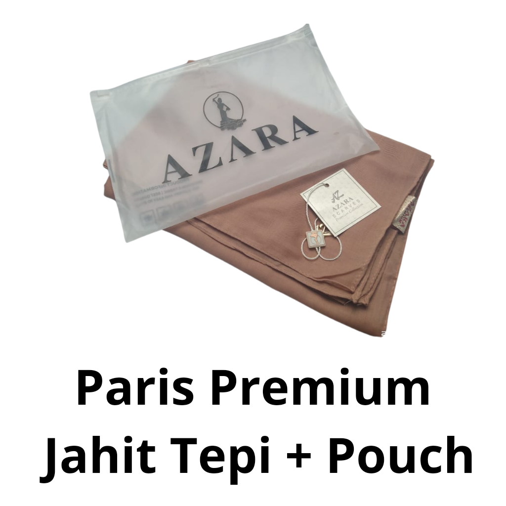 Hijab Paris Premium || Jahit Tepi || Plat Metal Logo || Hijab Pouch