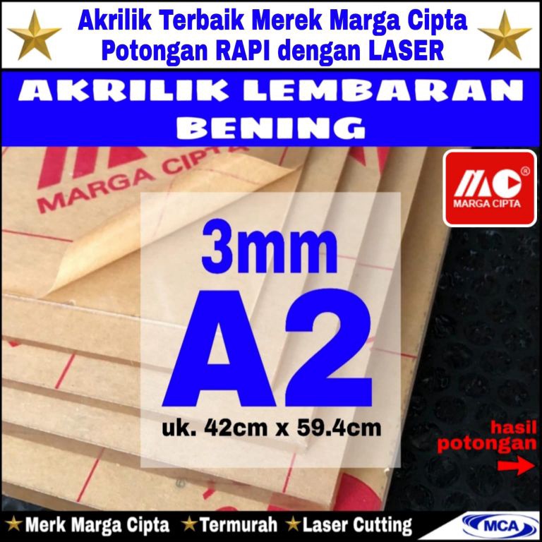 

KODE K9F4 AKRILIK lembaran 3mm uk A2 Akrilik bening Marga cipta Acrylic