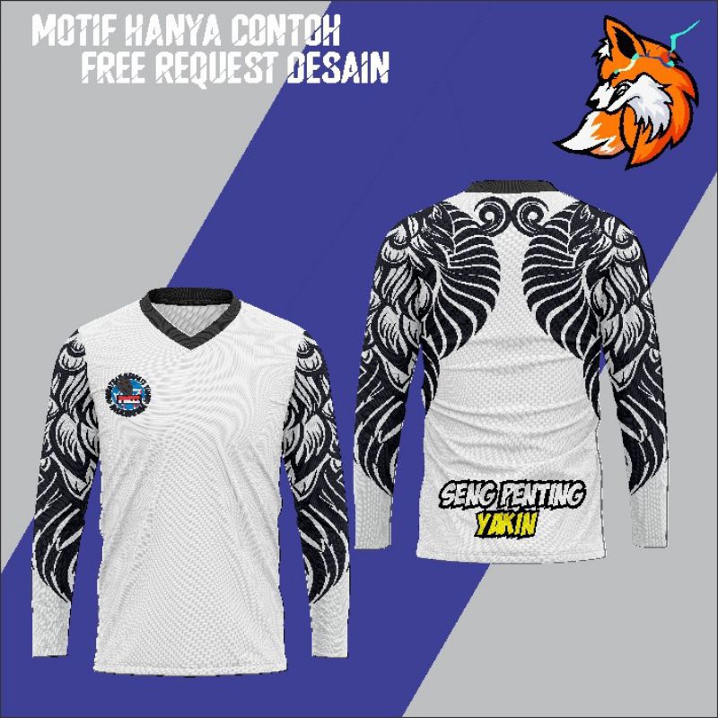 jersey merpati custom putih motif hitam