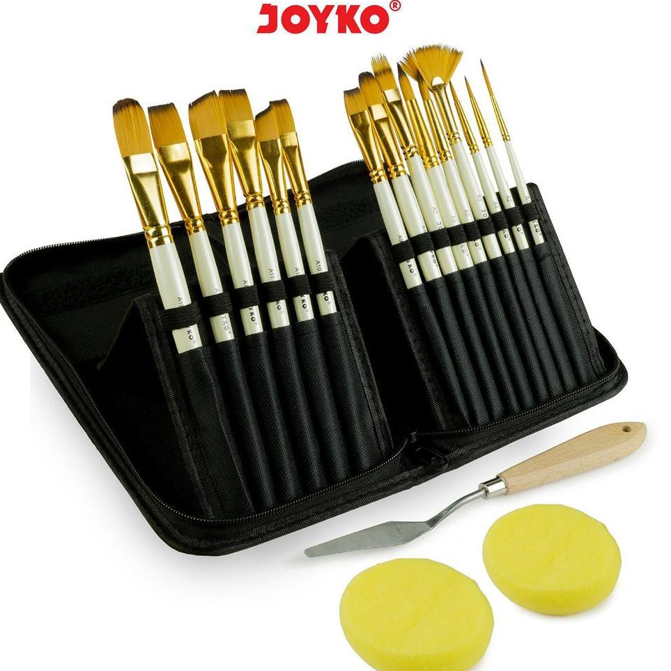 

KODE B4H2 Art Brush Set Alat Lukis Kuas Cat Air Minyak Acrylic Joyko BRS12
