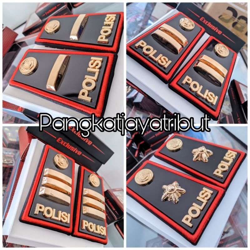 PANGKAT PDH POLISI IPDA IPTU AKP KOMPOL MIKA BORDIR PANGKAT POLISI LIST MERAH PERLENGKAPAN POLRI