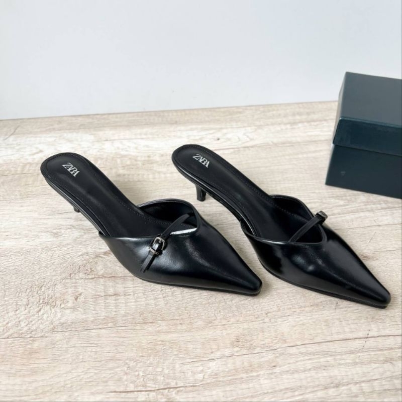 PROMO SALE Sepatu zara heels 5 cm selop hitam kerja formal