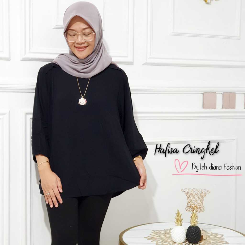 Atasan Wanita Jumbo Ld 120 Melissa Seriz Crinkle Import | Blouse Jumbo Terbaru By. Teh Diana Fashion