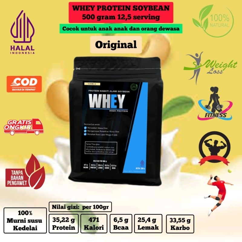 WHEY PROTEIN SOYBEAN/SUSU KEDELAI 500GRAM/NUTRISI FITNESS/SUPLEMEN FITNESS